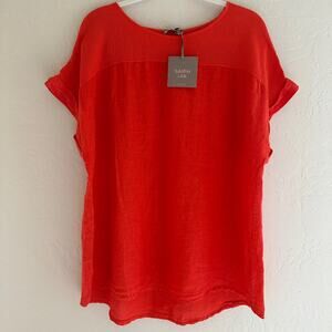 SAIPH LAB | Plus Size NEW Women's 3X Orange 100% Linen Tunic Top Made in Italy